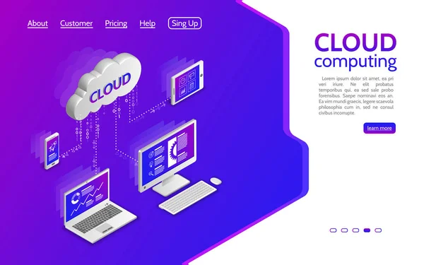 Ilustración Sistema Seguridad Nube Con Ordenador Portátil Tableta Teléfono Inteligente — Vector de stock