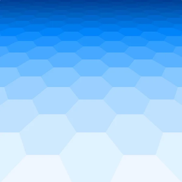 Perspektivisches Gitter Sechseckige Oberfläche Abstrakter Hintergrund Mit Blauen Formen Technologie — Stockvektor