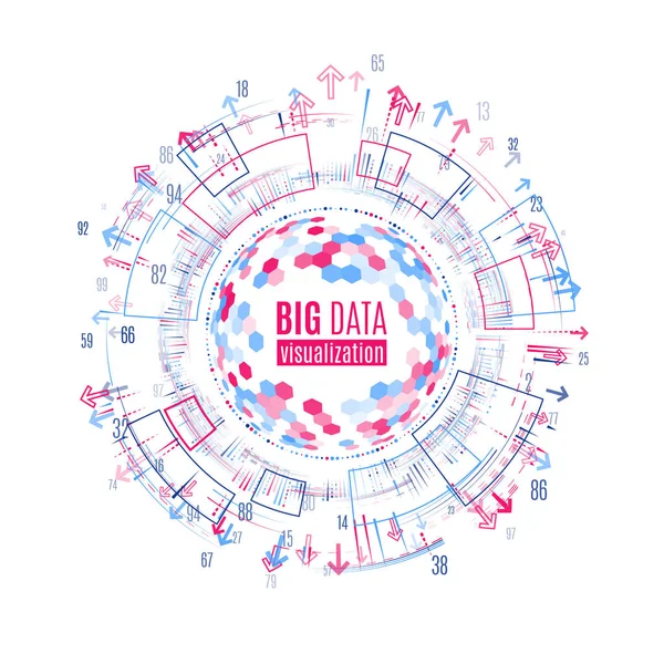 Visualização Big Data Fundo Abstrato Com Matriz Pontos Linhas Estrutura — Vetor de Stock