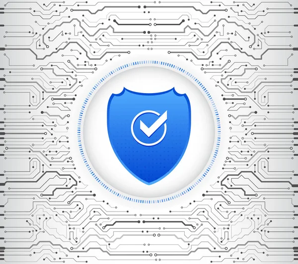 Placa Circuito Alta Tecnologia Abstrata Conceito Escudo Segurança Segurança Internet —  Vetores de Stock