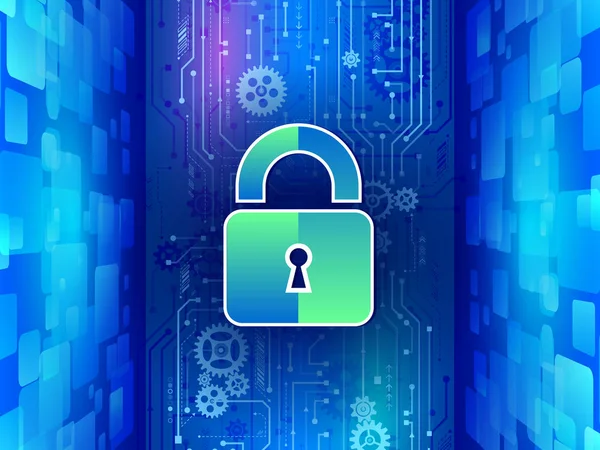 Ciber Candado Para Protección Internet Defensa Datos Informáticos Seguridad Global — Vector de stock