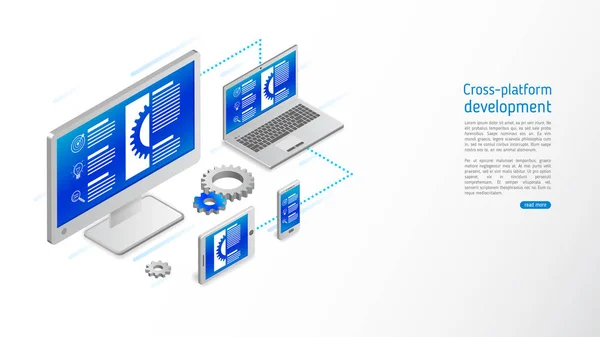 Desenvolvimento de sites de plataforma cruzada — Vetor de Stock