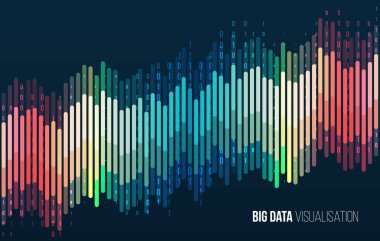 Big data visualization. Abstract background with lines array and binary code. Connection structure. Data array visual concept. Big data connection complex. clipart svg vector 