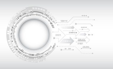 Soyut küresel teknoloji kavramı. Gri arka planda dijital internet iletişimi