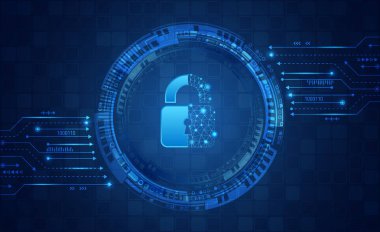 Siber güvenlik internet ve ağ kavramı. Soyut devre kartı.