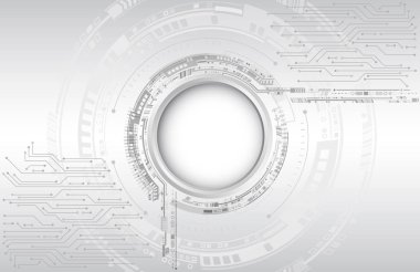 Çeşitli teknolojik elementlere sahip yüksek teknoloji vektör çizimi.