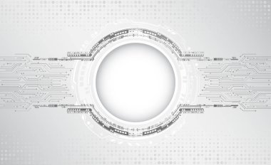 Gri arka planda dijital internet iletişimi. Soyut küresel bilim kurgu kavramı.