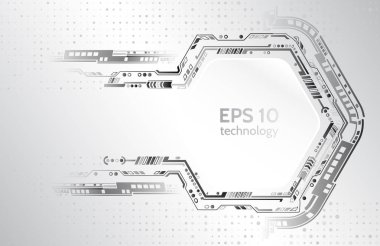 Soyut küresel bilim kurgu kavramı. Çeşitli teknolojik elementlere sahip yüksek teknoloji vektör çizimi.