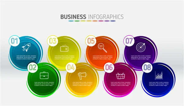 8つのオプションを持つビジネスインフォグラフィック要素 情報グラフィック フローチャート プレゼンテーション チラシ ウェブサイト バナーに使用できます — ストックベクタ