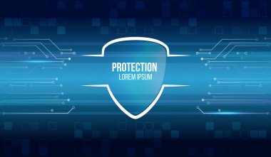 İş ve internet projesi için siber güvenlik. Bir veri güvenlik servisinin vektör çizimi. Veri koruması, gizlilik ve internet güvenliği kavramı.