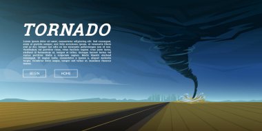 Kasırga veya deniz kasırga okyanusta fırtınadan büküm. Gerçekçi tropikal doğal afet ya da tufan, felaket ve kriz arka plan. Gale kasırga manzara. Hava başlık sayfası, poster veya kart.