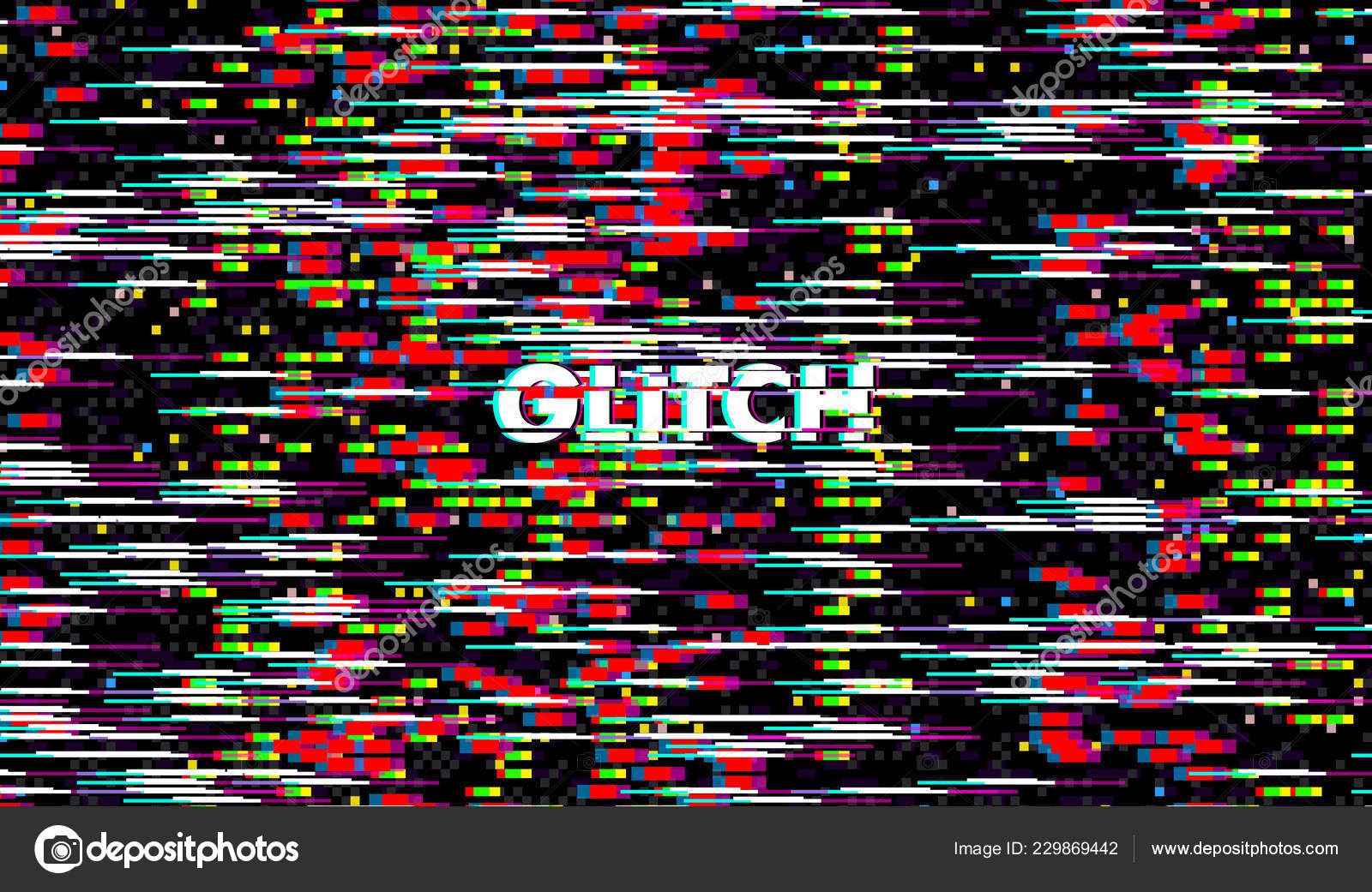 Digital glitch effect on computer or TV screen