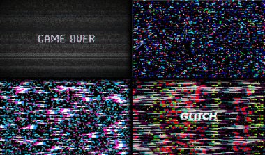Aksaklık doku piksel gürültü. TV ekran dijital Vhs arka plan sınayın. Hata bilgisayar Video kümesi. Soyut siyah hasar.