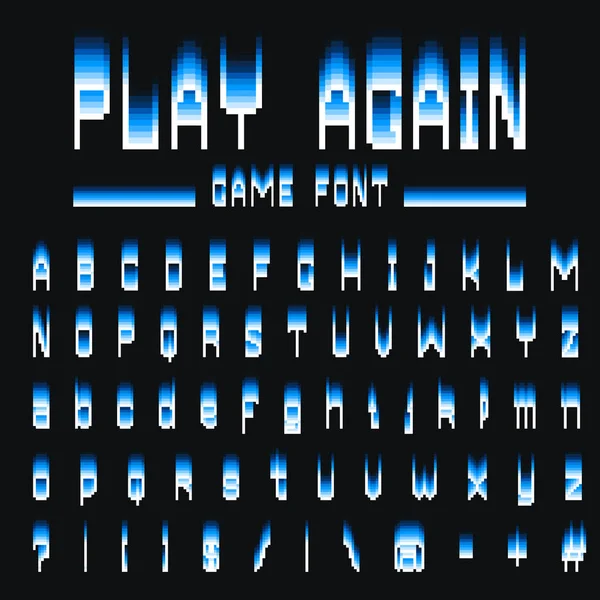 Fuente Pixel. símbolos de 8 bits. Estilo de videojuego digital. letras y números. Vintage tipo de letra retro abc. Error de vídeo informático. Daño abstracto de color. Estilo futurista. Alfabeto vectorial . — Vector de stock