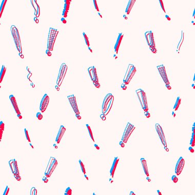 Ünlem işareti Seamless modeli... Doodle tarzı. Simgeler koleksiyonu ve neden imzalar. Oyma el çizilmiş kroki. Soyut vektör.