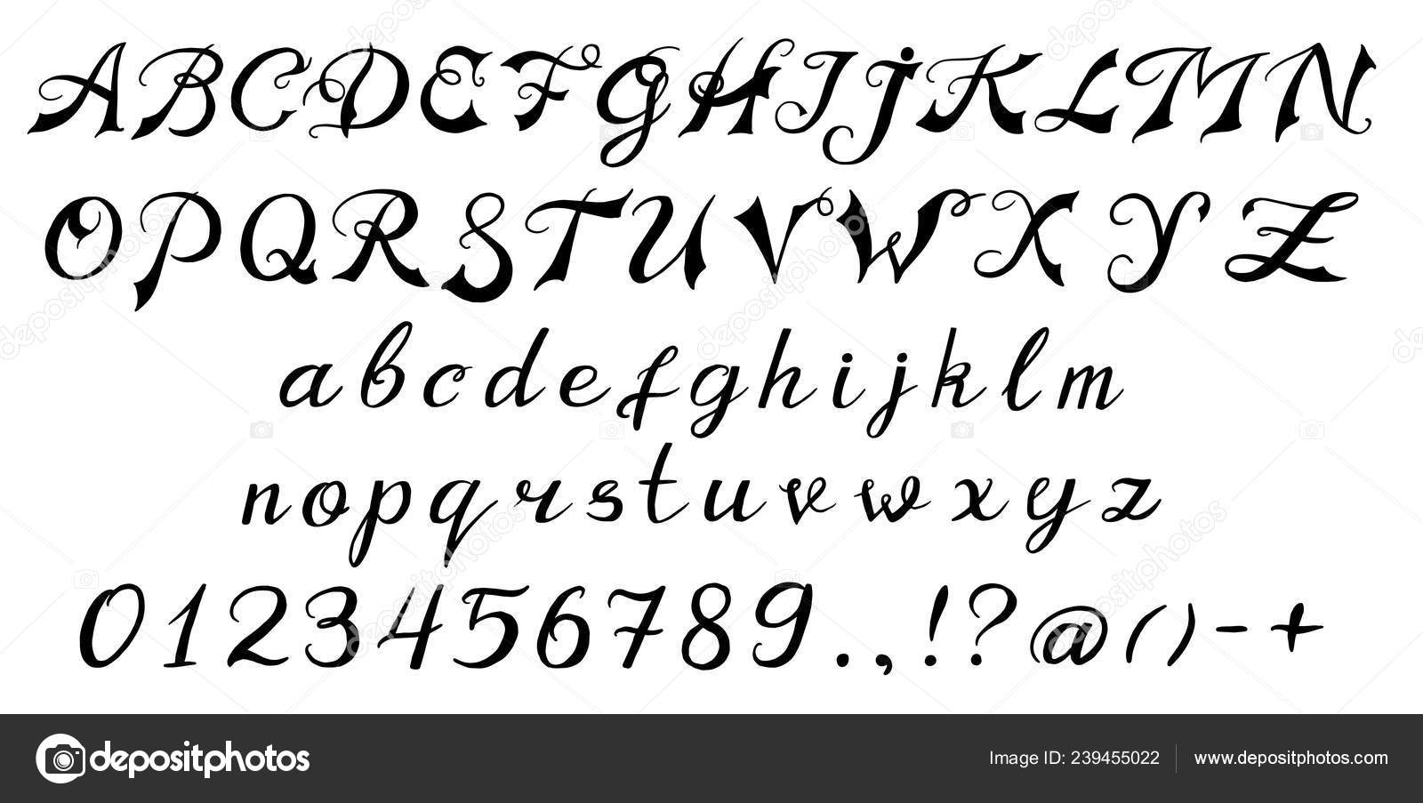 Calligraphic vintage font retro capital letters Vector Image