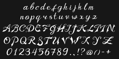 Vintage yazı tipi. El yazısıyla yazılan alfabe. İşareti ressam. Etiketler, kartları düğün türlerinde simgelerini ve şablonları tatil. Retro viski yazı. Seviyelendirilmiş sürüm.