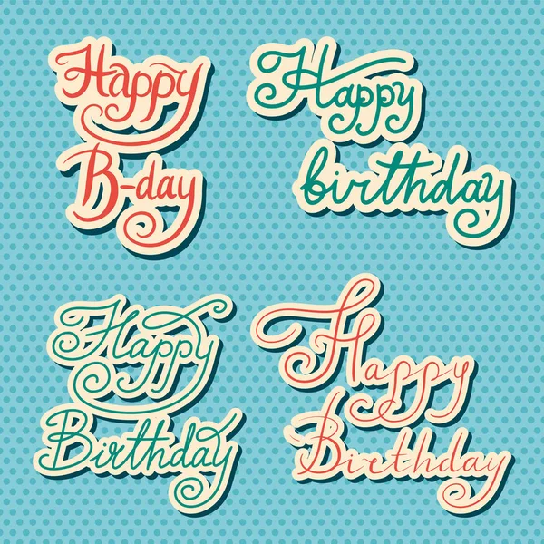 Happy Birthday text. Hand drawn lettering. Collection of grunge Elements. Typography Brush. Set of Illustration for banner, poster and greeting card — Stock Vector