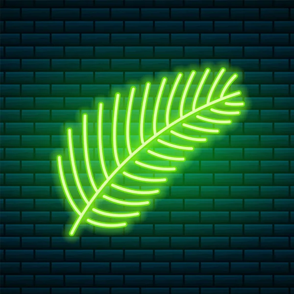 Тропический неоновый знак. Зеленое растение или листья. Ночь яркая вывеска, светящаяся икона, световое знамя. Летний логотип клуба или бара на темном фоне. Редактируемый вектор. — стоковый вектор