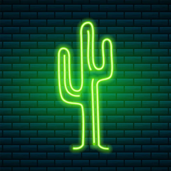 Неоновые знаки и иконы. Зеленый кактус и тропическое растение. Ночь яркая вывеска, светящийся свет баннер. Летний логотип. Редактируемый вектор . — стоковый вектор