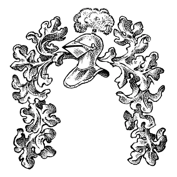 Prydnad med kalligrafiska element i barockstil. Medeltida Vintage heraldik. Blomstrande dekoration för vapensköldar av en fantasi rike. Vektor skiss handritad. — Stock vektor