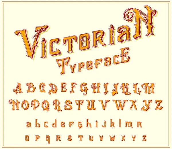 Victorian Font in ancient style. Antique old alphabet for Whiskey label. Vintage typeface in gold colors, editable and layered. Hand drawn Vector modern letters. — Stock Vector