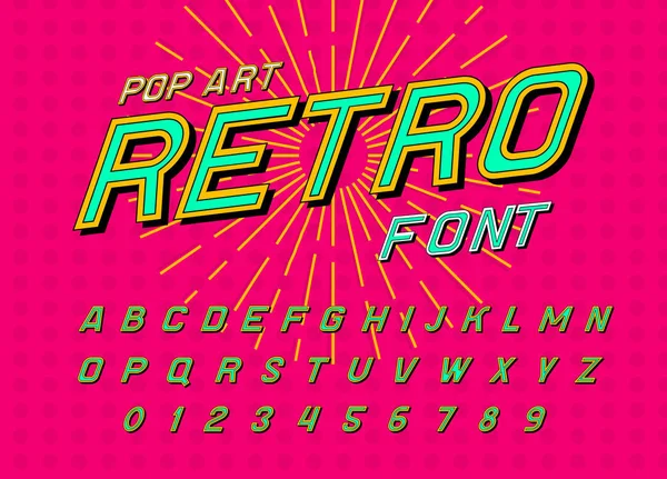 Disco fonte para cartazes. Alfabeto retrô cômico. Vintage Futurista 80 s typeface, editável e em camadas. Letras vetoriais cromadas modernas em estilo Pop art para banners . — Vetor de Stock