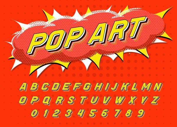 Pop art fuente para carteles. Alfabeto de juego retro cómico. Tipo de letra Vintage Futuristic 80, editable y estratificado. Vector moderno cromo letras en estilo disco para pancartas . — Vector de stock