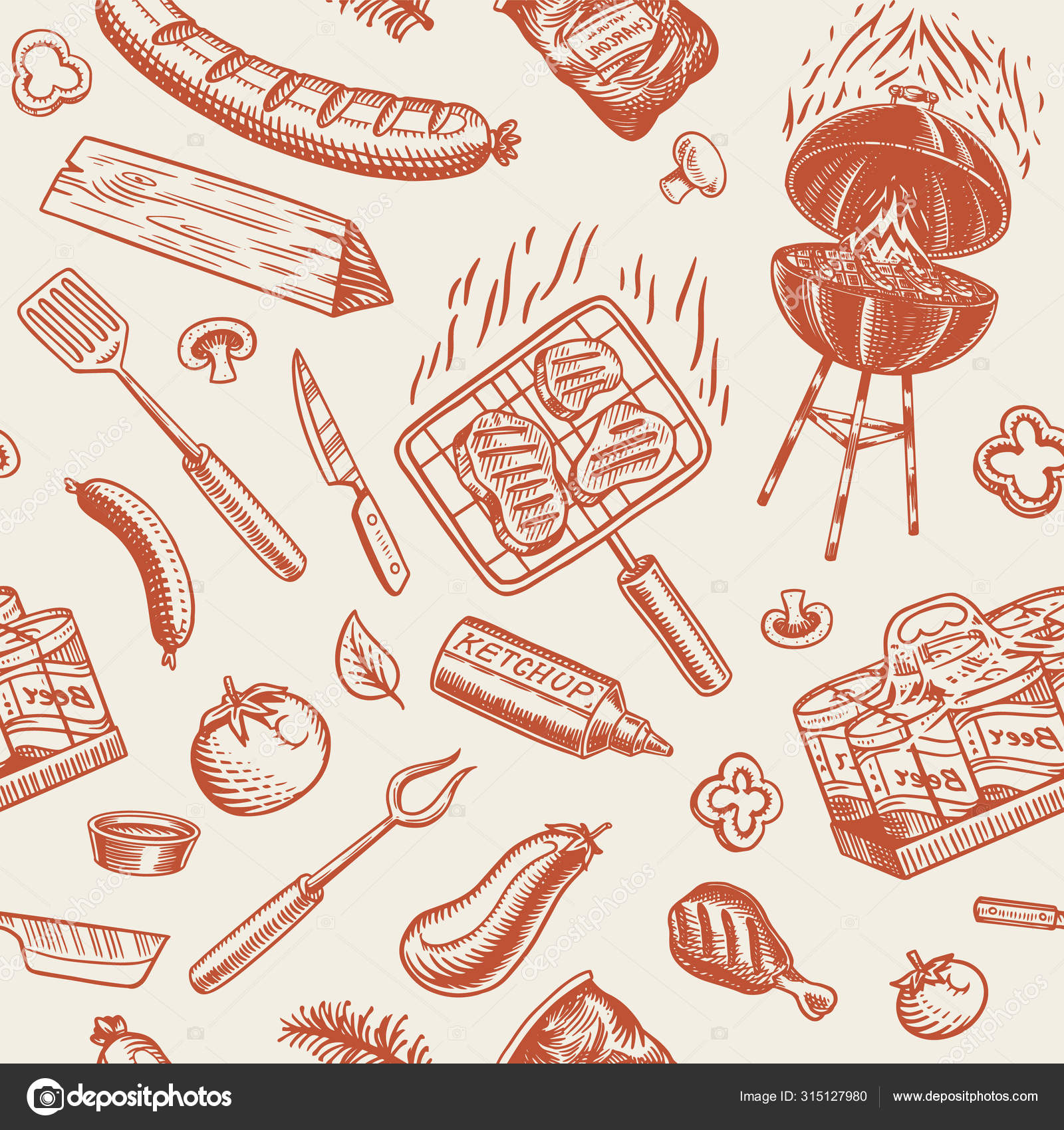 Seamless Pattern With Barbecue Meat, Pattern, Seamless, Grilled Beef PNG  Transparent Image and Clipart for Free Download
