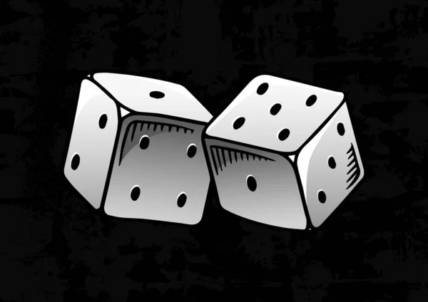 Dice in vintage style. Playing cubes. Hand drawn engraved retro illustration for tattoo, t-shirt or sign in casino. — Stock vektor