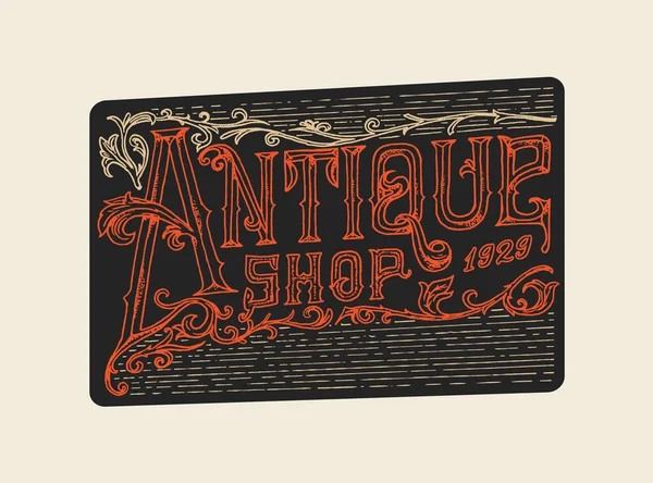 Étiquette de cadre antique. Carte vintage. Insigne de magasin. Ancien logo occidental victorien pour t-shirt et typographie. Croquis gravé à la main . — Image vectorielle