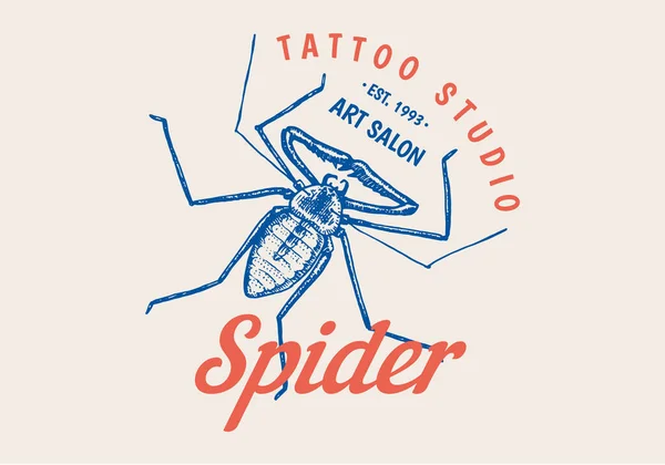 Логотип насекомых. Винтажная этикетка для бара или тату-студии. Значки с эмблемами, типографика футболок. Гравированная векторная иллюстрация. — стоковый вектор