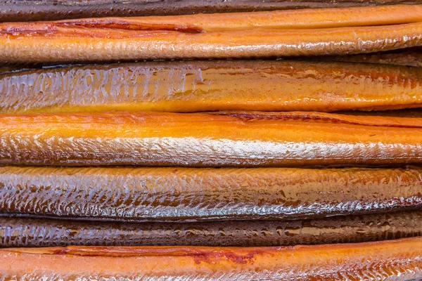 Anguilas Preparadas Ahumadas Cerca — Foto de Stock