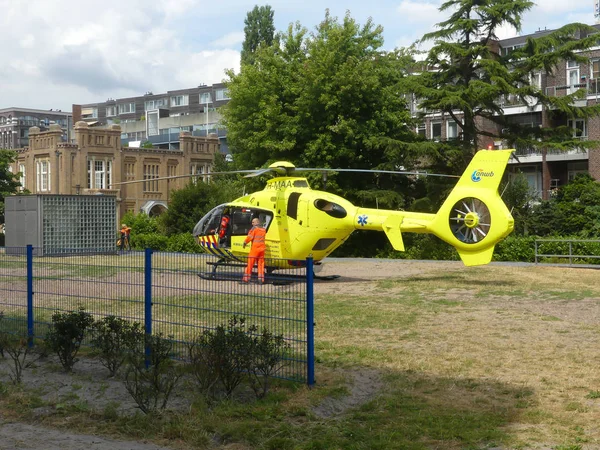Rietland Park Amsterdam Nederland Juli 2018 Dringende Medische Trauma Helikopter — Stockfoto