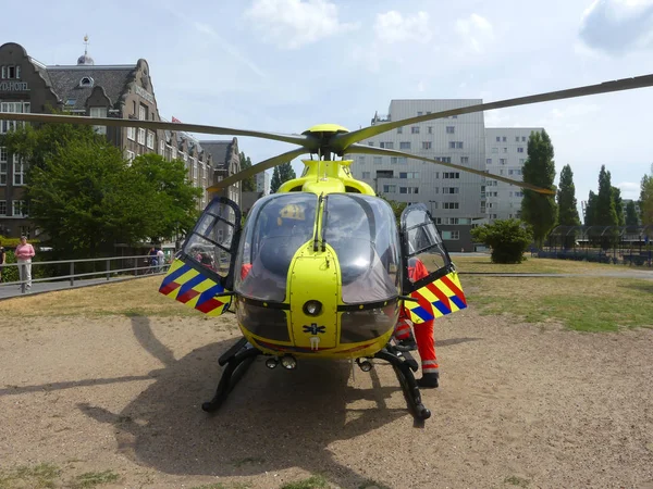 Rietland Park Amsterdam Nederland Juli 2018 Dringende Medische Trauma Helikopter — Stockfoto