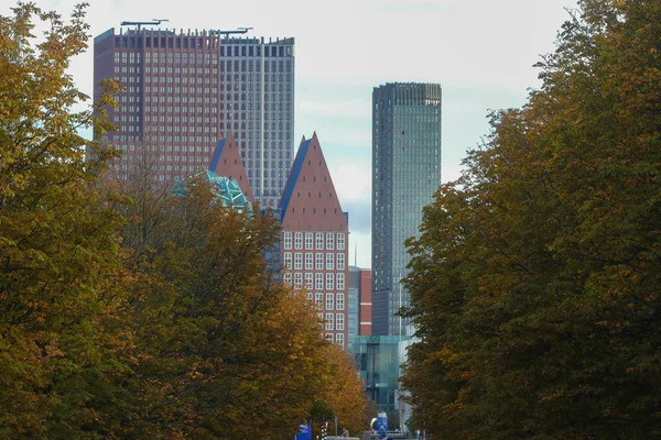 Haga Holandia 2018 Października Widok Hadze City Skyline Nowoczesnych Budynków — Zdjęcie stockowe