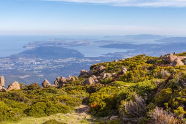 Mount Wellington, Hobart, Avustralya - 7 Ocak 2017: Mount Wellington Hobart ve Güney sahiline bakan çarpıcı Zirvesi