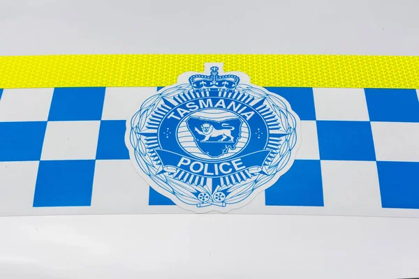霍巴特 塔斯马尼亚 澳大利亚 2017年1月2日 塔斯马尼亚警察徽章上警车 — 图库照片