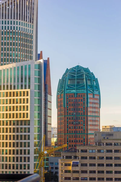 Lahey Şehir Merkezi - 3 Şubat 2019: Lahey şehir manzarası gobvernment ministies, daire ve ofis alanı da dahil olmak üzere modern yüksek binalar