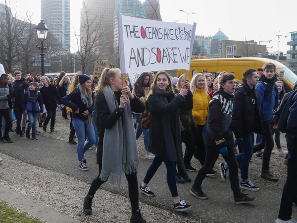 Malieveld Den Haag Nizozemsko Února 2019 Školní Děti Mládež Klimatu — Stock fotografie