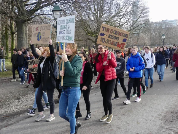 Malieveld Haia Países Baixos Fevereiro 2019 Crianças Jovens Idade Escolar — Fotografia de Stock