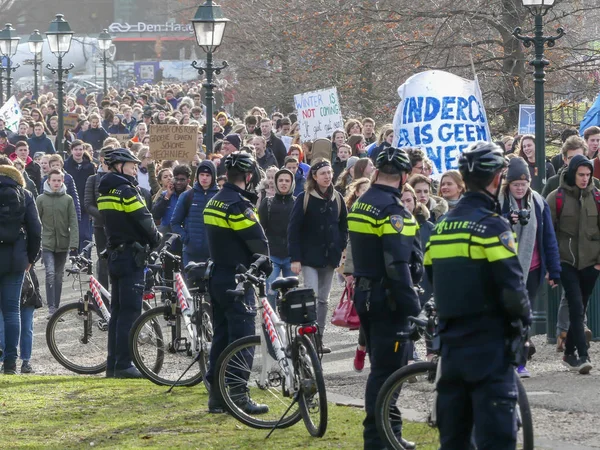 Malieveld Haia Holanda Fevereiro 2019 Crianças Idade Escolar Que Faltam — Fotografia de Stock