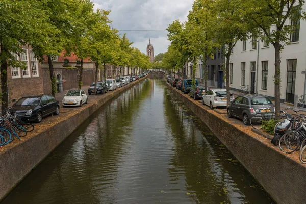 Делфт Нідерланди 2019 Липня Вид Історичний Аууд Канал Веде Перегляду — стокове фото