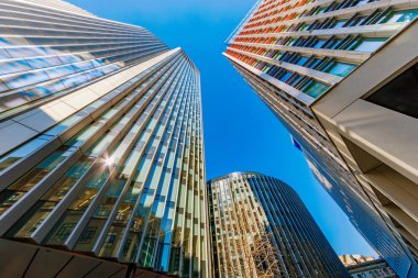 Modern ofis binaları şehir Londra banka finans bölgesi alanında Londra'daki London, Büyük Britanya - Nisan 19: görünümü üzerinde 19 Nisan 2018