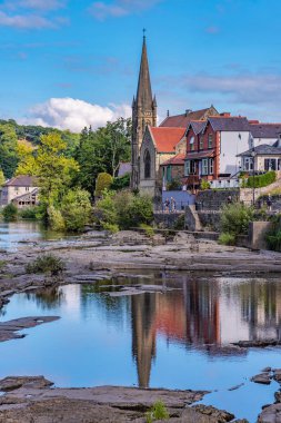 LLANGOLLEN, UNITED KINGDOM - SEPTEMBER 04: View of Llangollen town, a small historic town along the river dee in North Wales on September 04, 2018 in Llangollen clipart