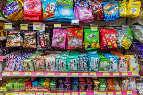 Pattaya Thailand July Shelf Sweets Candy Eleven Convenience Store July — Stock Photo, Image