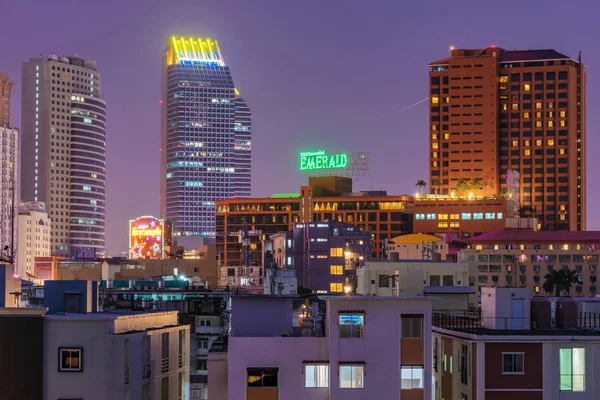 Bangkok Thaïlande Juillet Vue Nuit Des Hôtels Des Bâtiments Modernes — Photo