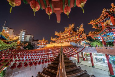 Kuala Lumpur, Malezya - 28 Temmuz: Bu gece Thean Hou Tapınağı, Kuala Lumpur bir geleneksel Çince Budist Tapınağı üzerinde 28 Temmuz 2018 görülmektedir