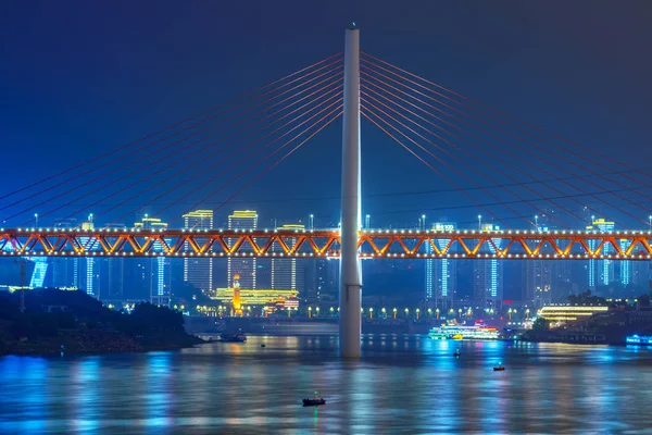 Utsikt Över Qiansimen Bron Vid Floden Jialing Chongqing — Stockfoto