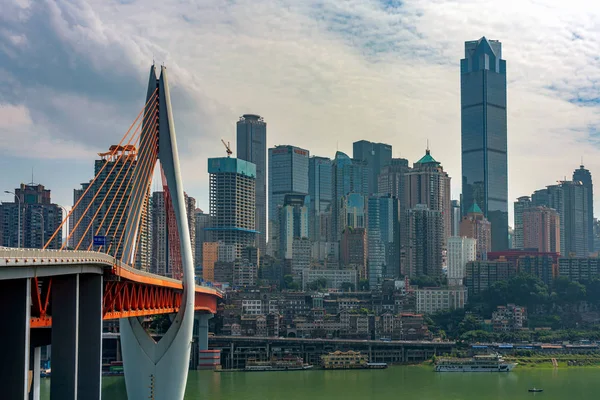 Chongqing Kína Szeptember Megtekintése Chongqing Folyóparti Épület Belvárosban Qiansimen Híd — Stock Fotó